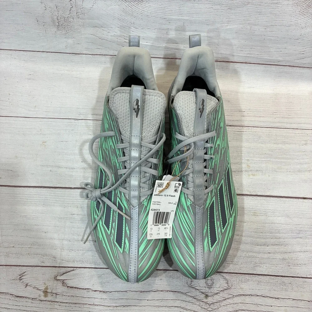 Adidas Adizero 12.0 Flash Football Cleats‎ Gray Green 13.5 IG9573 NEW